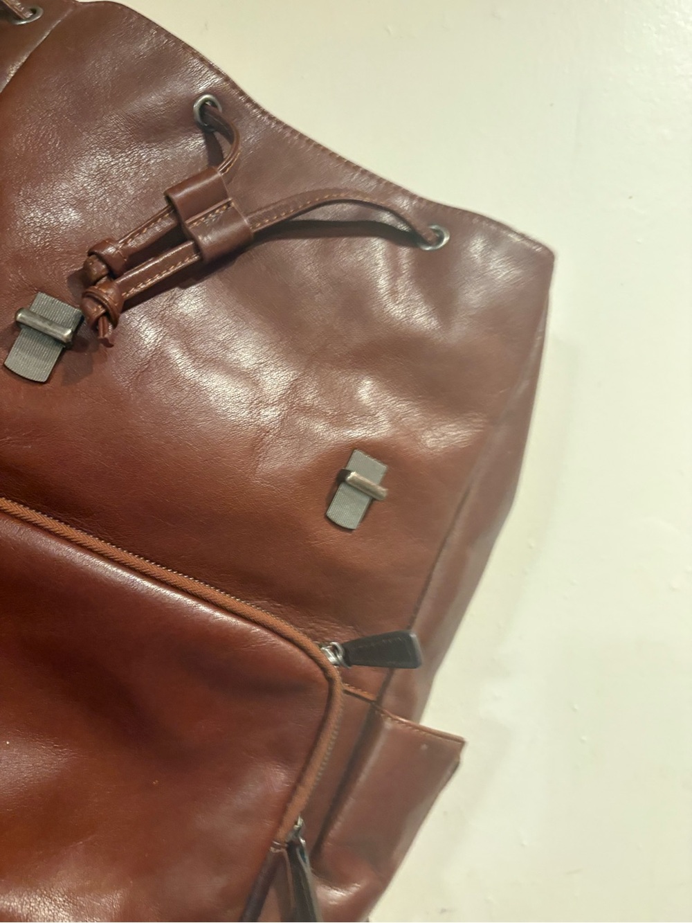 Wilsons Leather Brown Leather Drawstring Backpack - Picture 5 of 16
